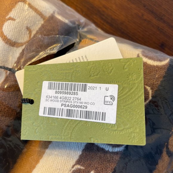 Gucci 634166 4GB22 SC Woodstripes Wool Scarf, 37cm X 180cm - Picture 5 of 16